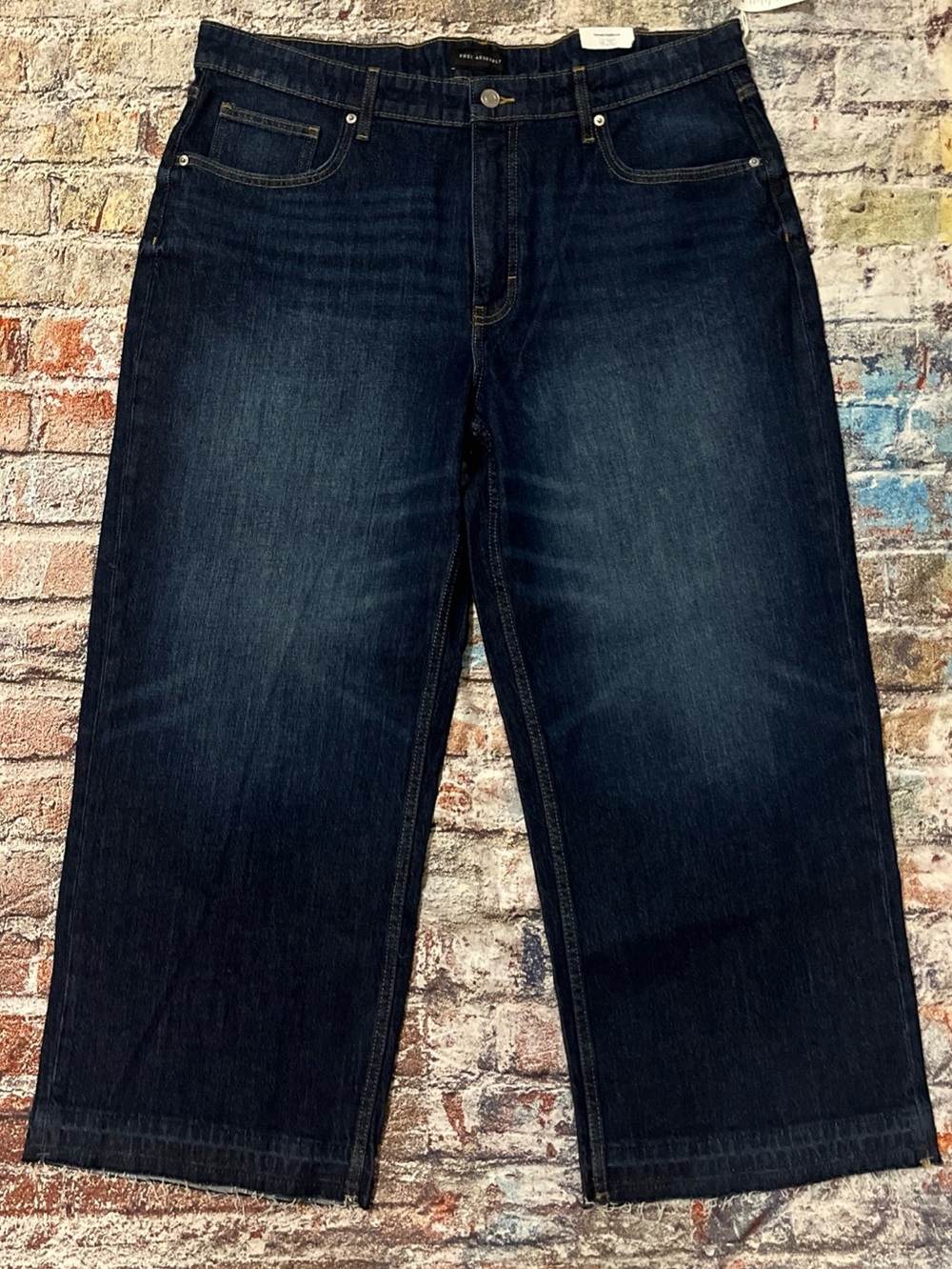 Free Assembly Womens Jeans Release Hem Wide Leg Dark Indigo Wash Sz 16